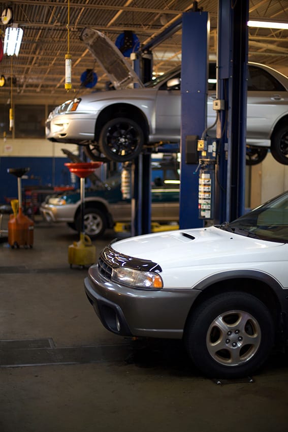 Car on an Auto Repair Lift